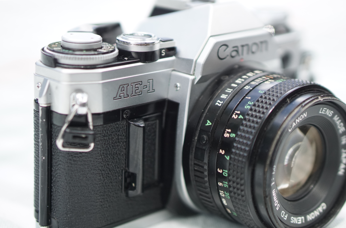 Canon AE-1 three-quarter view